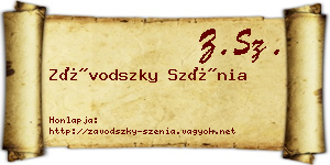 Závodszky Szénia névjegykártya